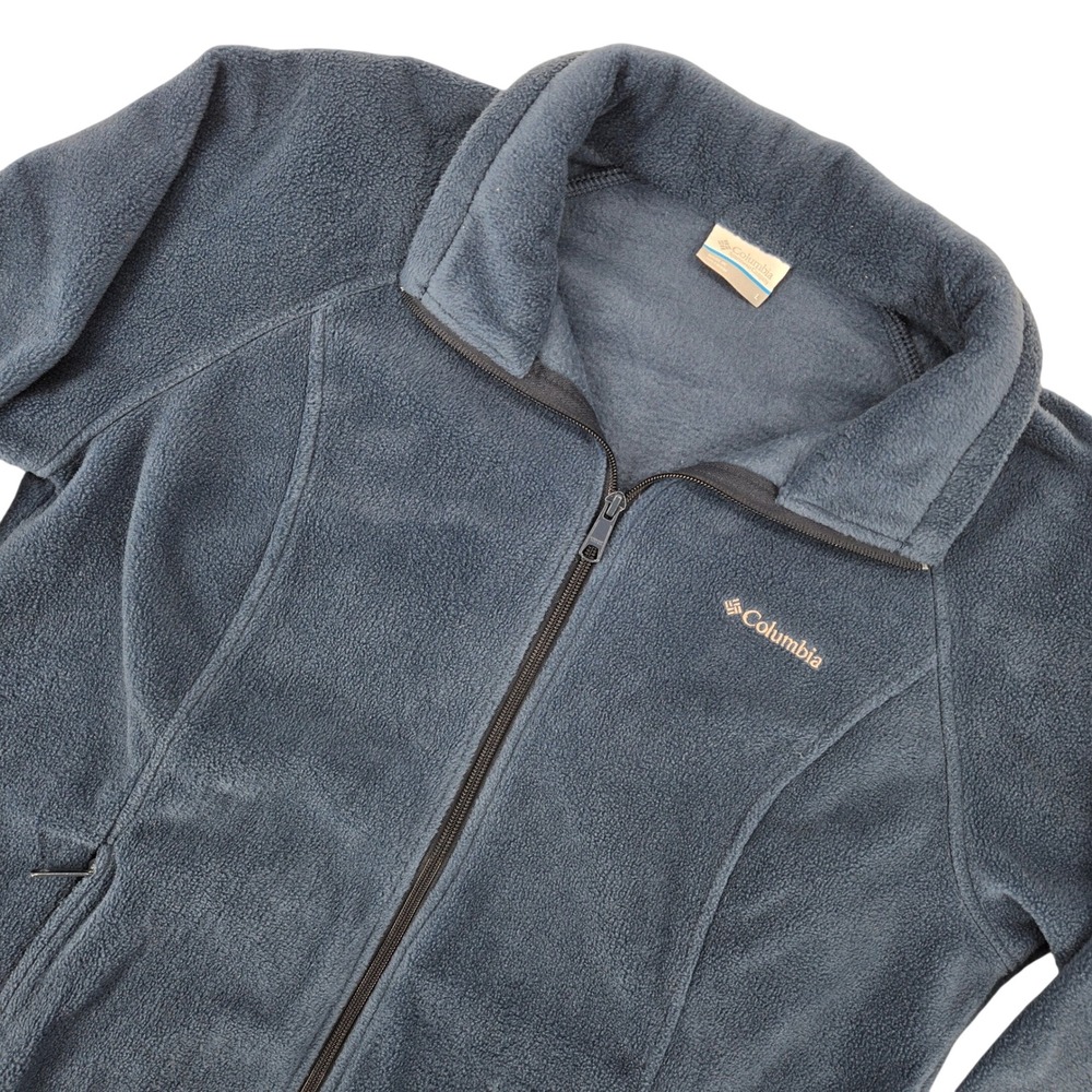 Columbia Large Full Zip Fleece Jacket Womens Blue Gray Gorpcore Benton Springs